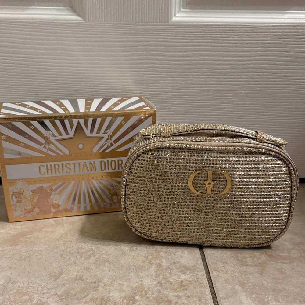 BRAND NEW Dior Gold Woven Cosmetic Bag